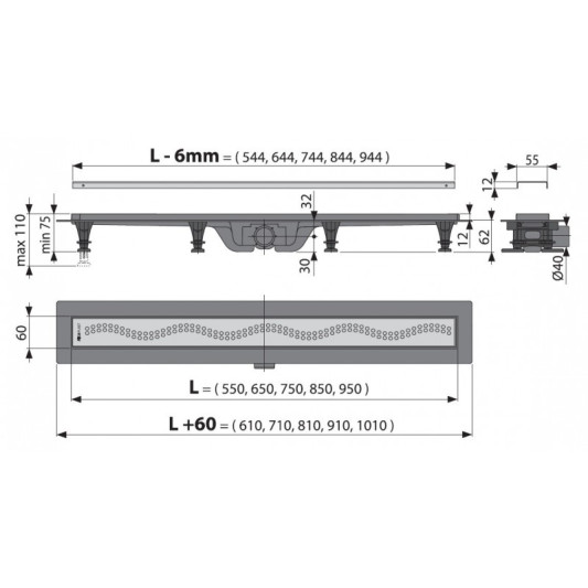 Душевой лоток Alcaplast Simple APZ9-550мм APZ9-550M