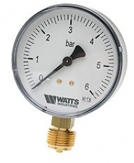 Манометр Watts 1/4 (Вертикальный выход) 10 бар