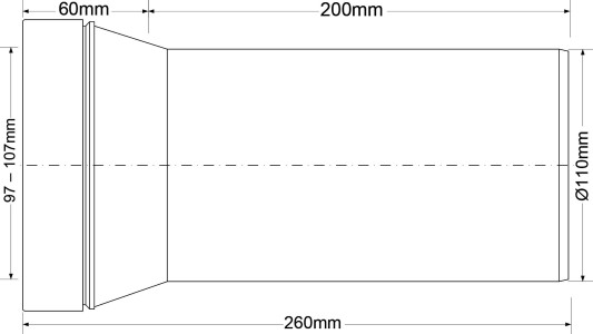 Прямая фановая труба (L260мм) McAlpine  MRWC3