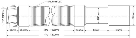 Труба гофрированная раздвижная (L480-1200мм) 1 1/4"г - 40/50 McAlpine  MRMF112S