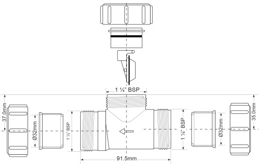 Обратный клапан 32мм  McAlpine  S28-NRV-32