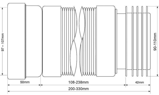Гофра для унитаза с лепестковым окончанием (L200-330мм) McAlpine  MRWC-F20R