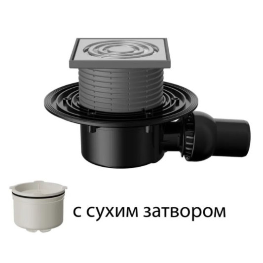 Сливной трап Fachmann регулируемый с сухим затвором T 520.0 SDsP 125x125 горизонтальный шарнирный 04.079