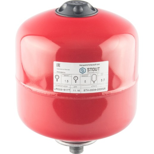 Расширительный бак на отопление STOUT 5 л. (цвет красный)  STH-0004-000005